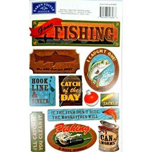 Karen Foster Design Scrapbooking Stickers Gone Fishing Signs Acid Lignin Free